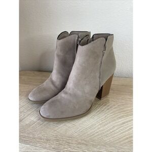 Sun + Stone Graceyy Boots Womens US 5.5 Taupe Round Toe Block Heel Ankle Bootie